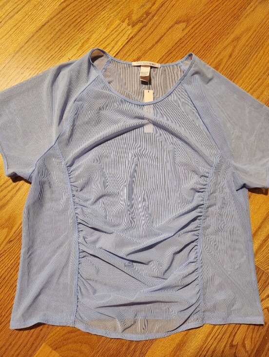 Victoria's Secret Tops - NWT Victoria's Secret Purple Sheer Ruched Workout T-Shirt Size Xl